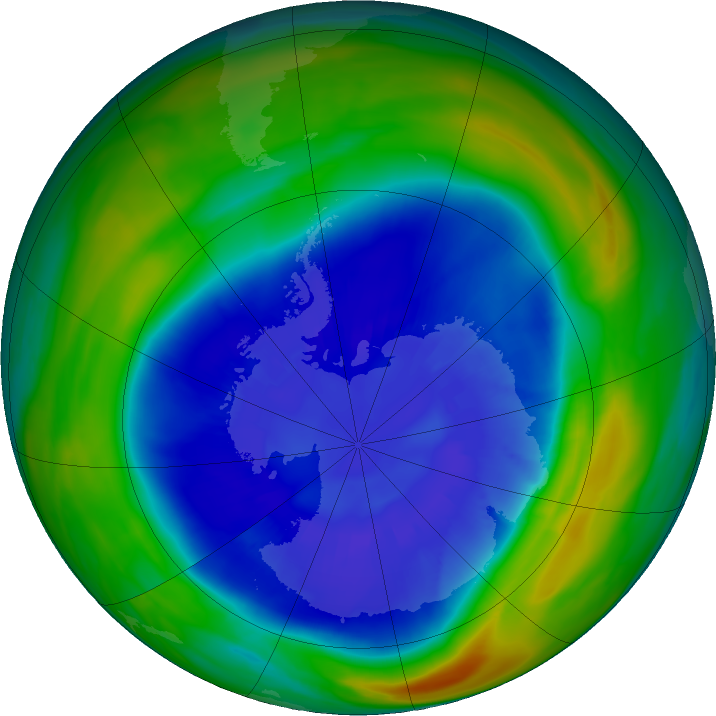 Antarctic ozone map for 06 September 2020